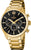 Herren-Chronographenarmbanduhr, goldfarbener Edelstahl, schwarzes Zifferblatt