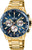 Festina Herrenuhr mit goldenem Metallarmband, blauem Chronographenzifferblatt