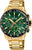 Herrenchronograph mit grünem Zifferblatt und goldfarbenem Armband