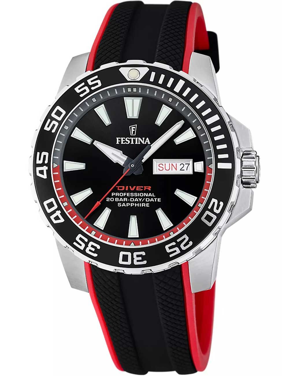 Festina Professional Diver F20662/3 Herrenuhr Schwarz • Saphirglas • 20 ATM Taucherwerk