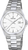 Orologio da uomo in acciaio inossidabile, cinturino in metallo argentato, quadrante bianco con datario