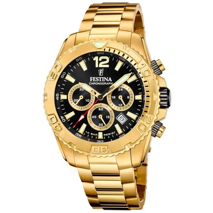 Festina Timeless Chronograph F20684/4 Herren • Goldfarben • Mineralglas