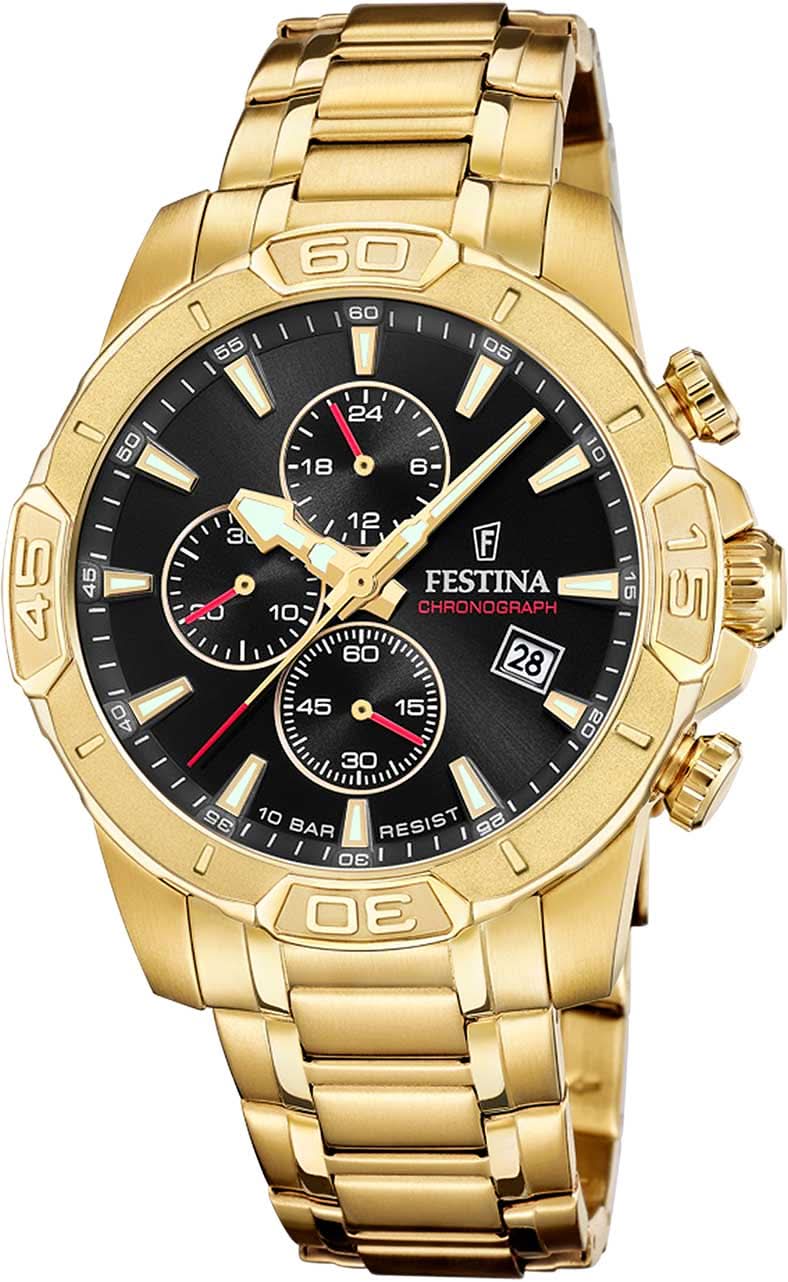 Festina Timeless Chronograph F20705/4 Orologio da Uomo • Design in Acciaio Inossidabile Color Oro • Impermeabile 10 ATM