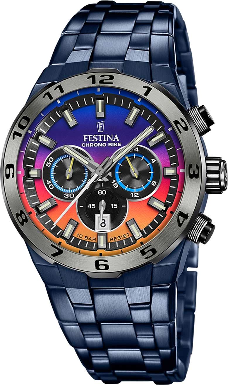 Orologio da uomo Festina Chrono con cinturino blu scuro e quadrante blu