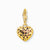 Ciondolo a cuore color oro con zircone rosso e motivo a filigrana, placcato oro 18k