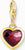 Ciondolo a forma di cuore dorato con grande castone rosso in zirconia e passante