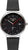 Orologio da uomo con quadrante nero, lancetta dei secondi rossa e cinturino in pelle nera