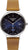 Orologio da uomo: quadrante blu scuro, secondi piccoli, cinturino in pelle marrone, cassa in acciaio, made in Germany