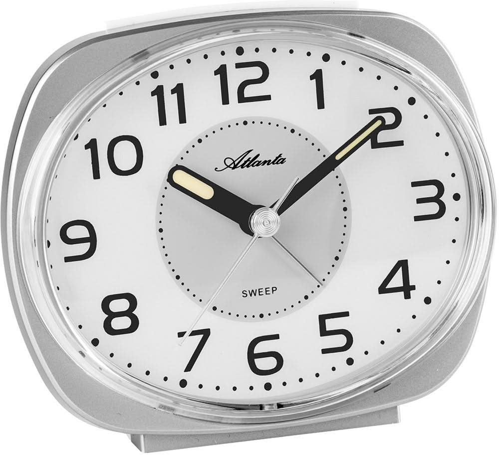 Sveglia analogica al quarzo moderna Atlanta H10cm L11cm P5cm Plastica • Silenziosa senza ticchettio • Con luce e snooze