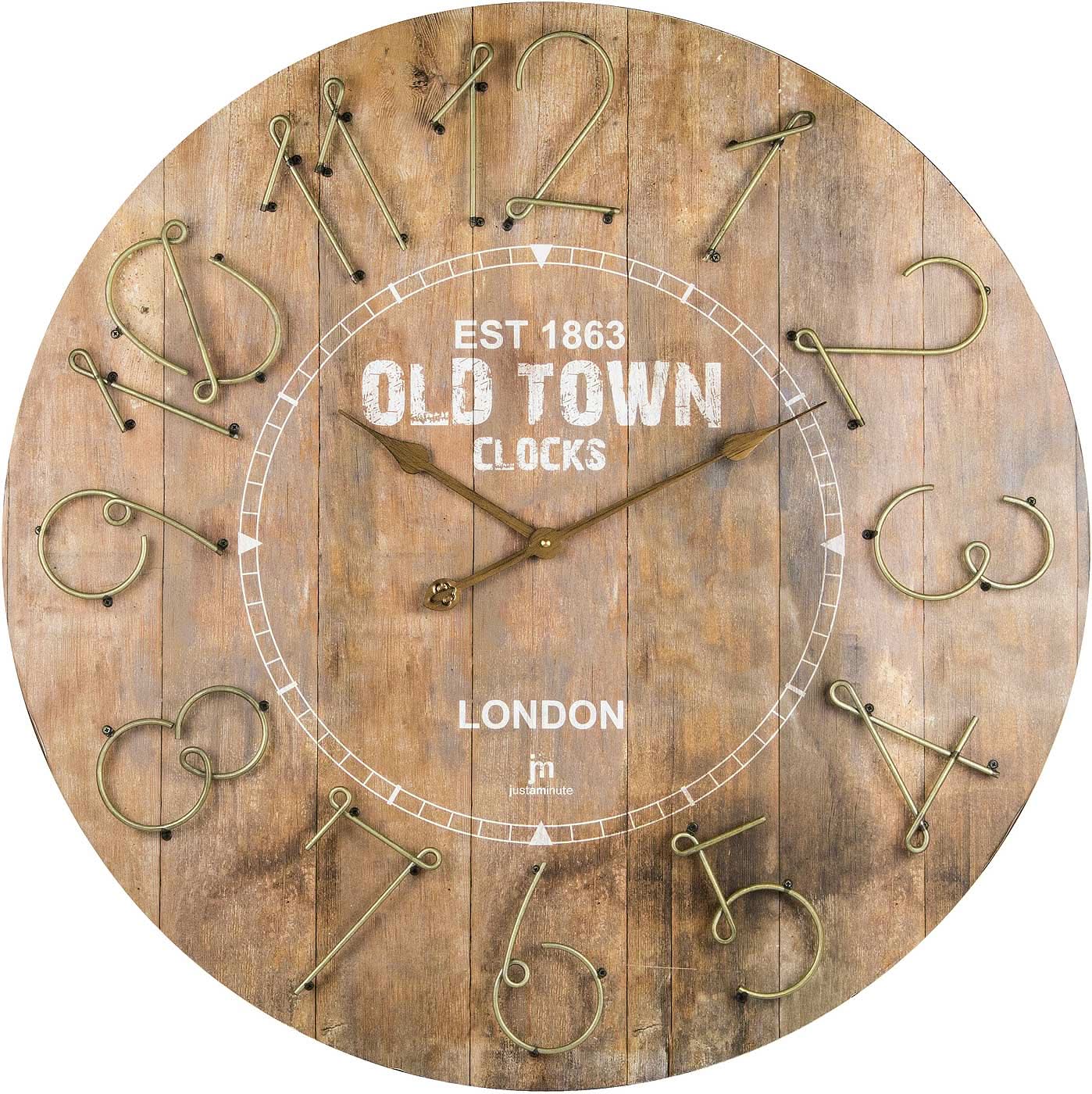 Orologio da parete Lowell 68 cm Ø MDF • Movimento al quarzo • Quadrante effetto legno