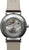 Herrenuhr mit Sichtboden, silberfarbenem Gehäuse und braunem Lederband