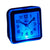 Sveglia con cornice luminosa blu e quadrante blu, lancette nere