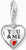 Ciondolo a forma di cuore in argento con scritta "YOU & ME", pietra chiara e cuore rosso