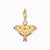 Ciondolo a forma di falena in argento sterling 925, placcato oro 18k, smalto colorato