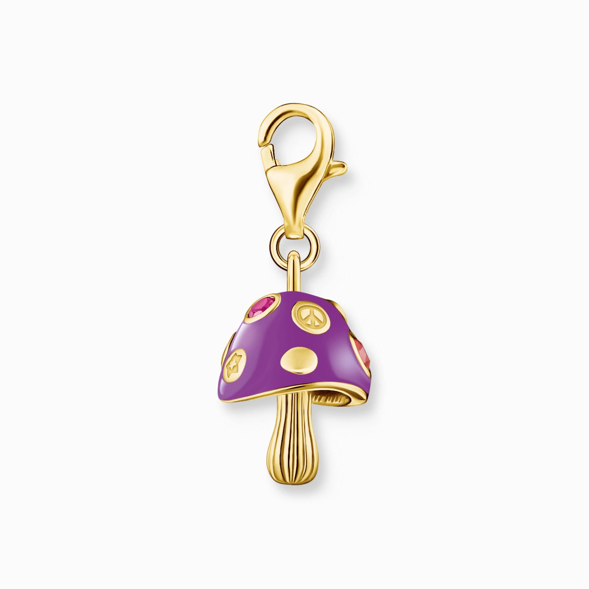 Thomas Sabo Charm Ciondolo Modello: 2211-471-7 Fungo viola - Argento Sterling 925 placcato oro 18k e smalto a freddo
