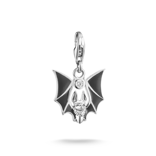 Ciondolo a forma di pipistrello in argento sterling con zirconi
