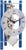 Orologio da tavolo a forma di scheletro con cornice in alluminio blu, quadrante bianco e meccanismo a vista