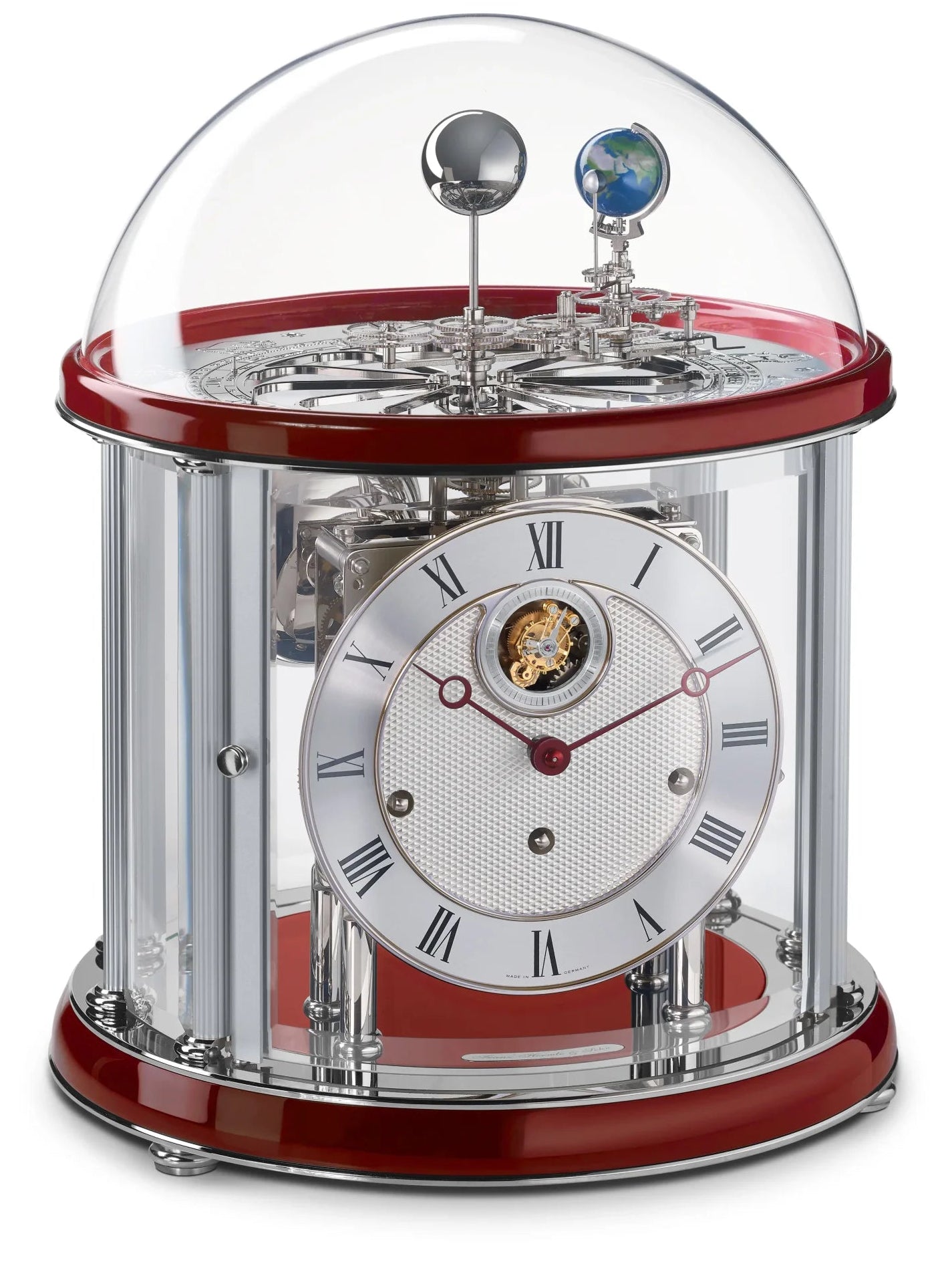 Hermle Tellurium 23070 Tourbillon Chrom • Vergoldetes Tourbillon • Mondphasen