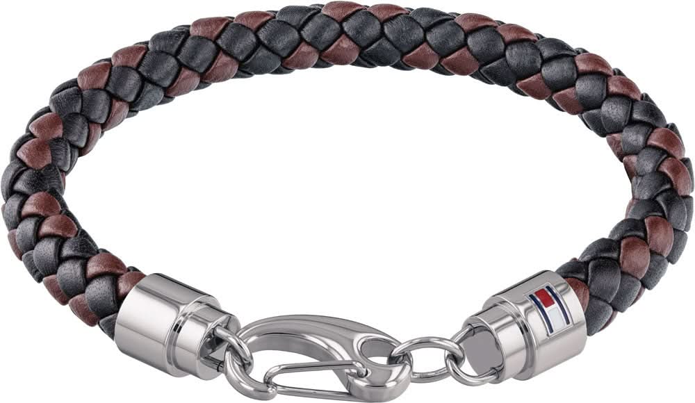 Bracciale in pelle Tommy Hilfiger con cinturino intrecciato e chiusura color argento