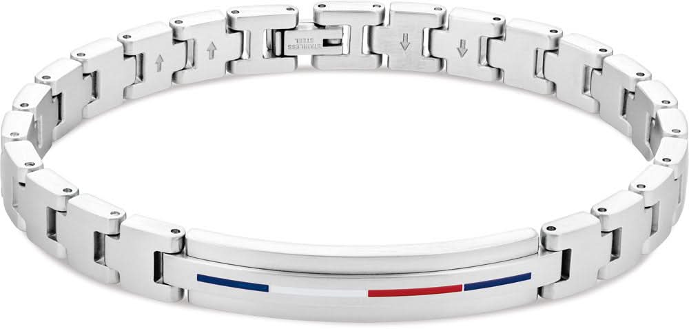 Bracciale Tommy Hilfiger in acciaio inossidabile con linea decorativa colorata