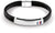 Bracciale in pelle nera con chiusura argentata e logo Tommy Hilfiger inciso