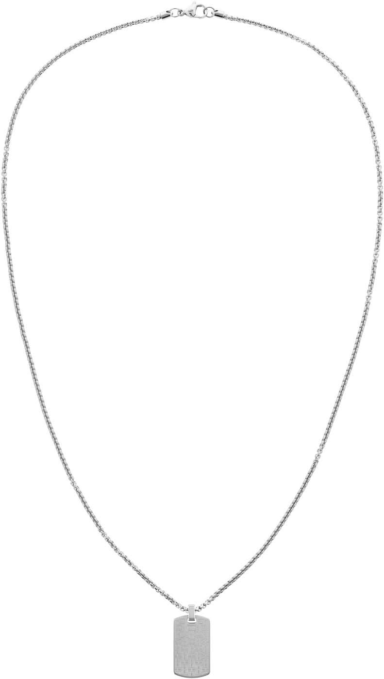 Collana veneziana con ciondolo: catena color argento e placca rettangolare