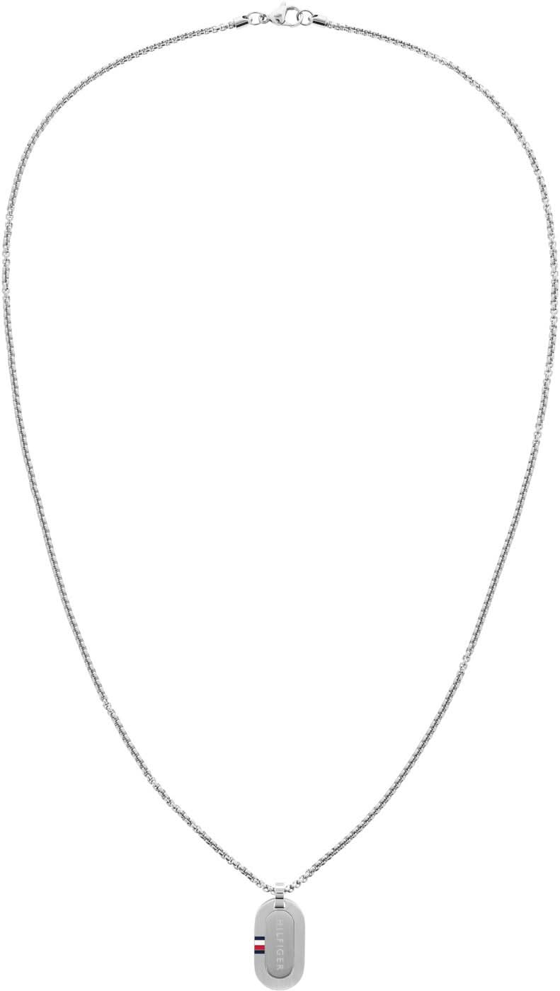 Collana con catena veneziana e pendente Tommy Hilfiger, medaglione rettangolare.