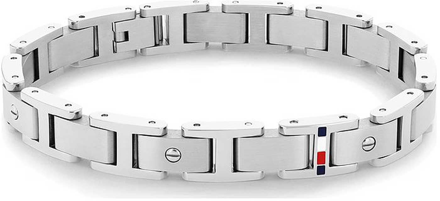 Gliederarmband für Herren von Tommy Hilfiger, silbernes Edelstahlarmband mit farbigen Einsätzen