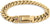 Armband aus Edelstahl mit Panzerkette, goldfarben, mit Schnalle „HILFIGER“ und Logo