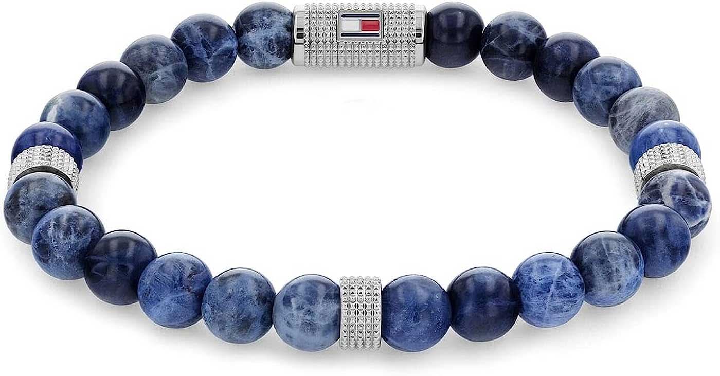 Bracciale Tommy Hilfiger con perle di sodalite blu e chiusura in argento