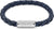 Bracciale in pelle intrecciata, blu scuro intrecciato, chiusura in argento con scritta Hilfiger