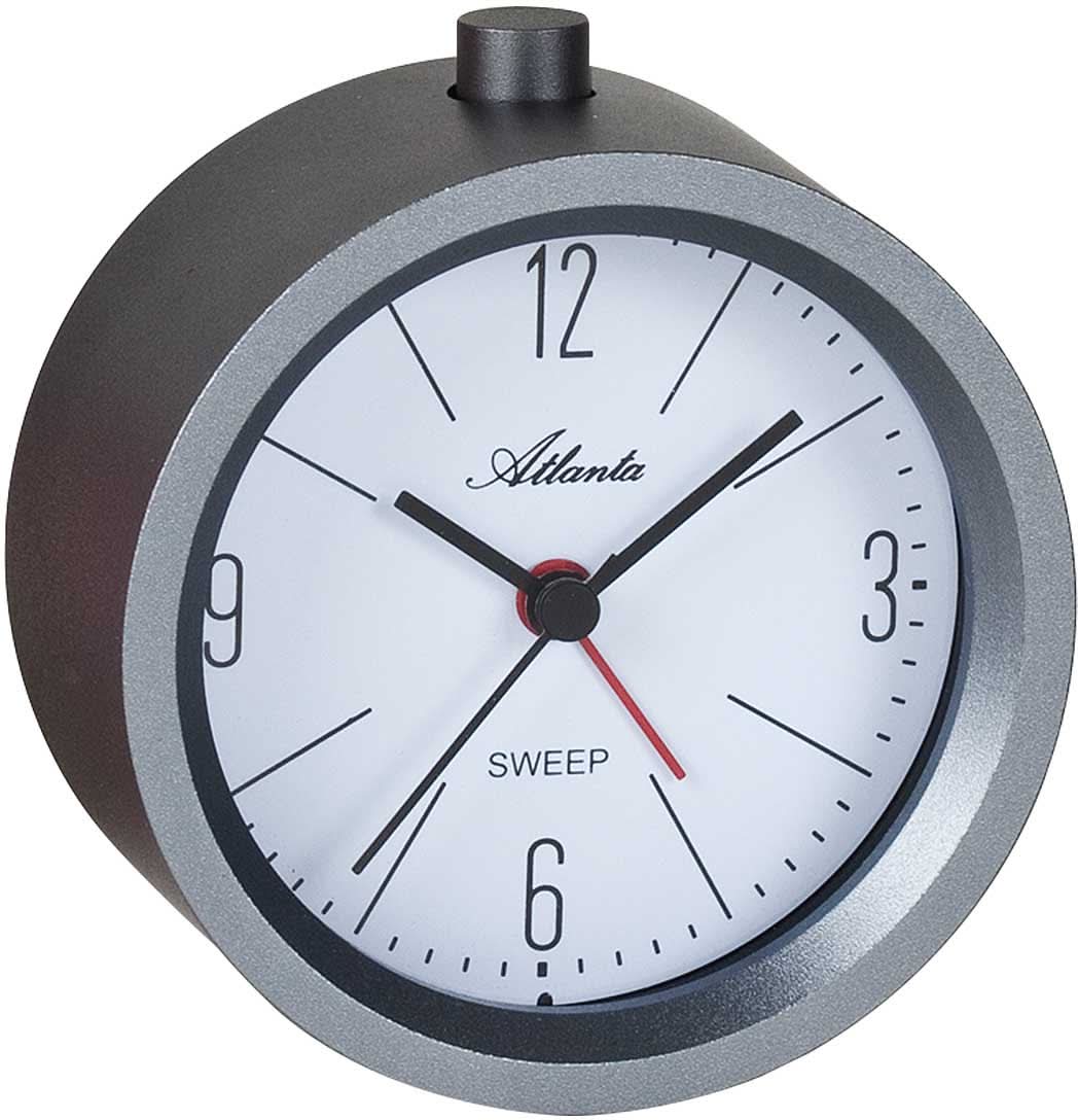 Sveglia Classica Atlanta 9.5 cm Metallo Argento • Snooze • Luce