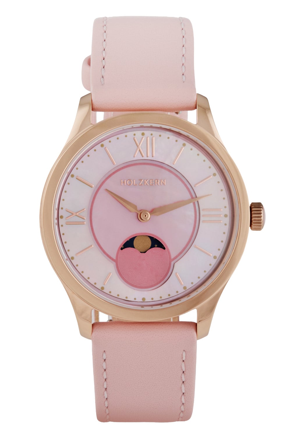 Holzkern Moonray Damen Armbanduhr Rosa • Japanisches Quarzwerk • Perlmutt-Zifferblatt