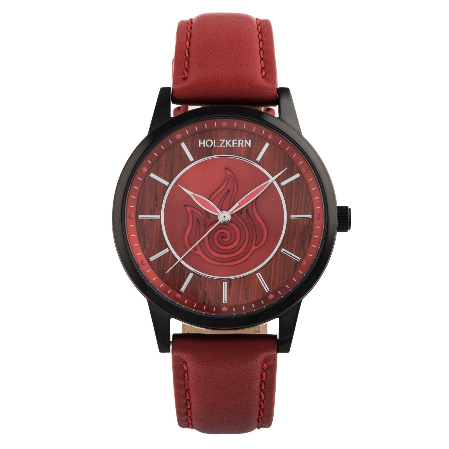 Holzkern Fire Nation Armbanduhr Padouk/Rot • Miyota Quarzwerk • Avatar Four Nations Collection