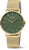 "Orologio da donna Boccia con quadrante verde, indici color oro e cinturino a rete"