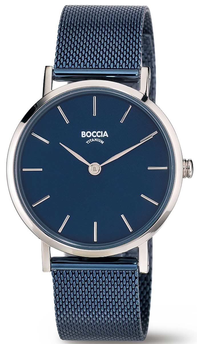 Orologio da donna Boccia con quadrante blu e bracciale in metallo blu