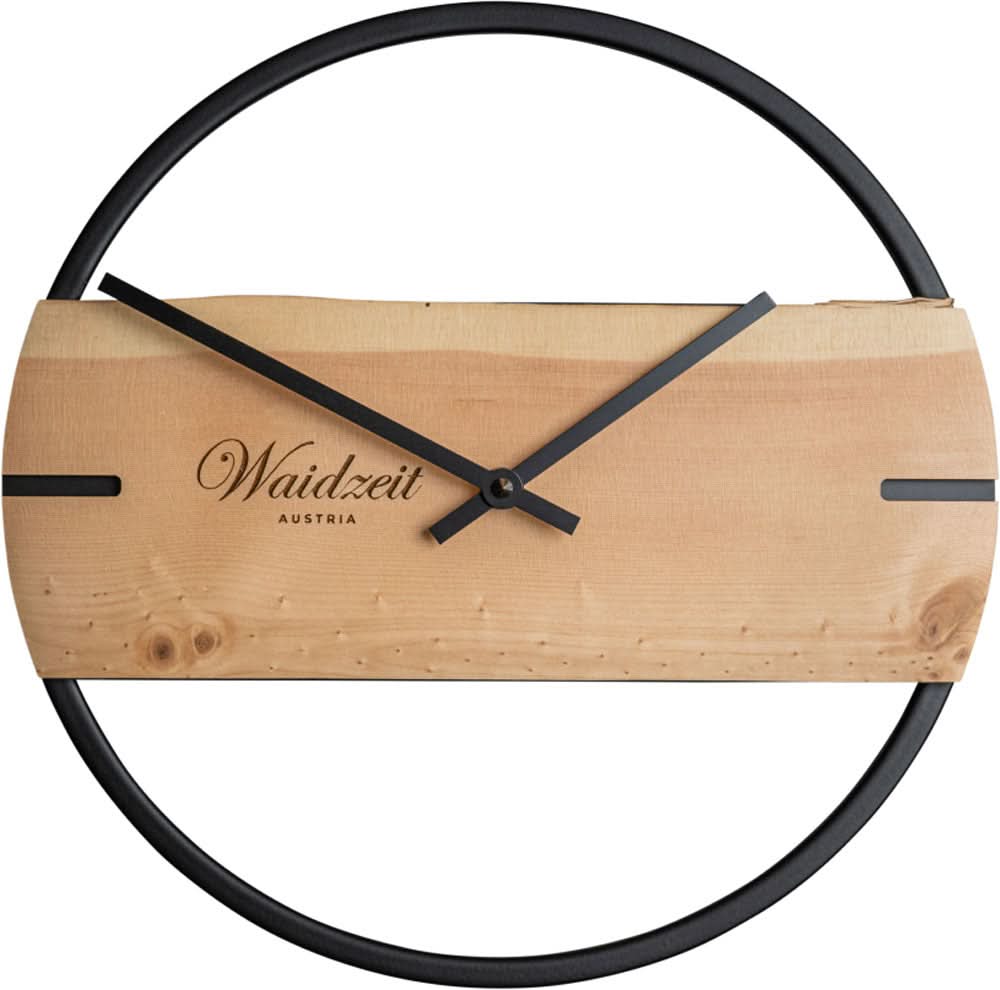 Orologio da parete Waidzeit 30,5 cm Ø Legno • Legno massello • Preciso movimento al quarzo Junghans
