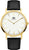 Danish Design Herrenarmbanduhr mit schwarzem Lederband, goldenem Gehäuse und weißem Zifferblatt