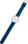 Orologio da uomo con cinturino in pelle blu, cassa argentata laterale e quadrante sottile.