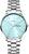 Orologio da uomo con cinturino in metallo argentato, quadrante rotondo azzurro, datario GIO 29
