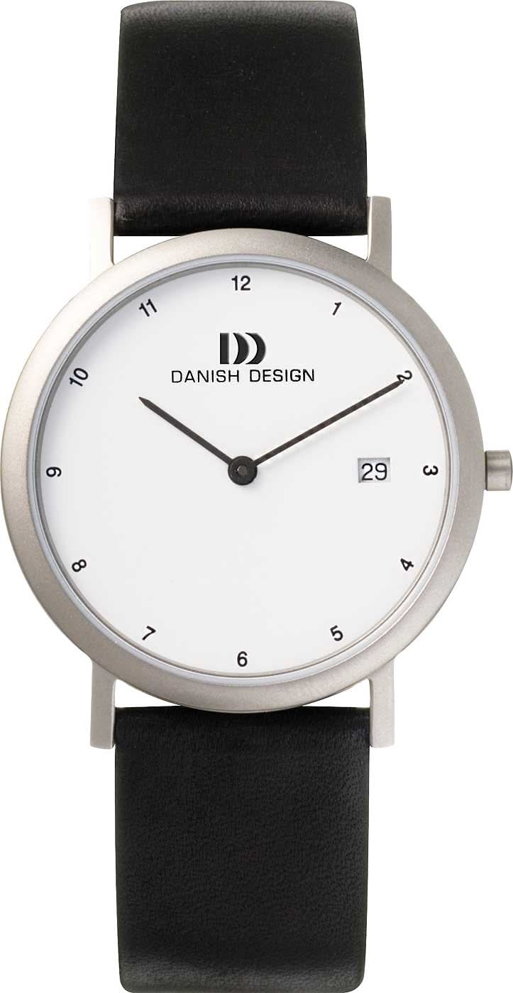Orologio da uomo Danish Design con cinturino in pelle nera e quadrante bianco