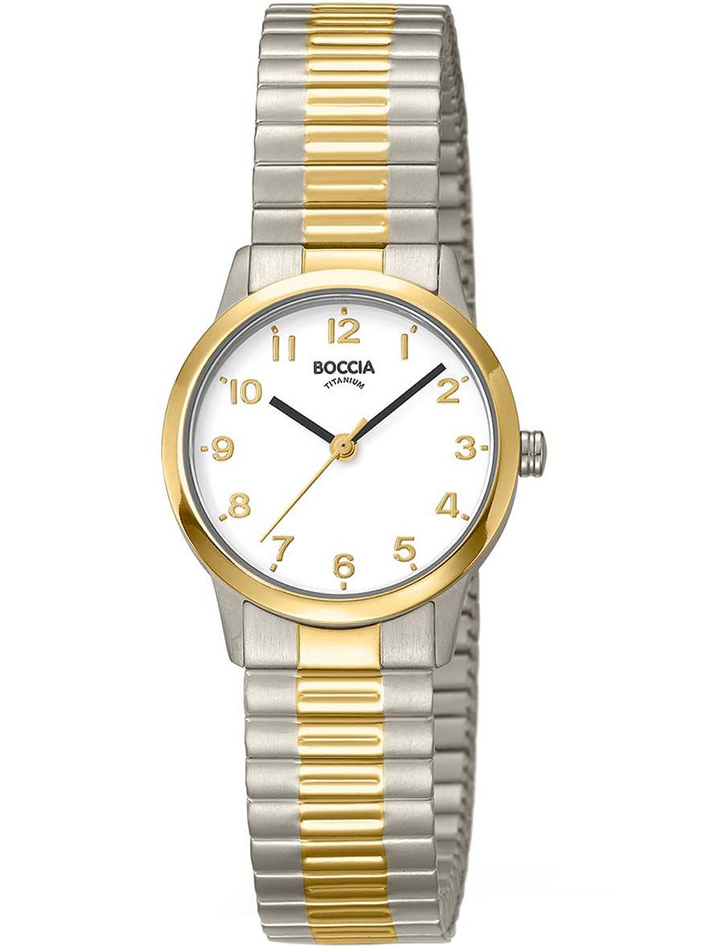 Boccia Classic 3318-03 Damen Armbanduhr • Titan-Zugband Bicolor • Mineralglas