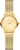Danish Design Damenuhr mit rundem goldfarbenem Gehäuse und Metallband-Mesh, cremefarbenem Zifferblatt