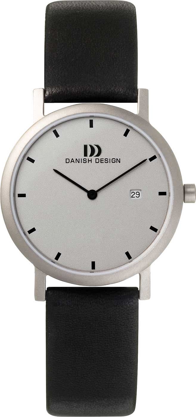 Orologio da donna Danish Design con cinturino in pelle nera, cassa rotonda e quadrante semplice