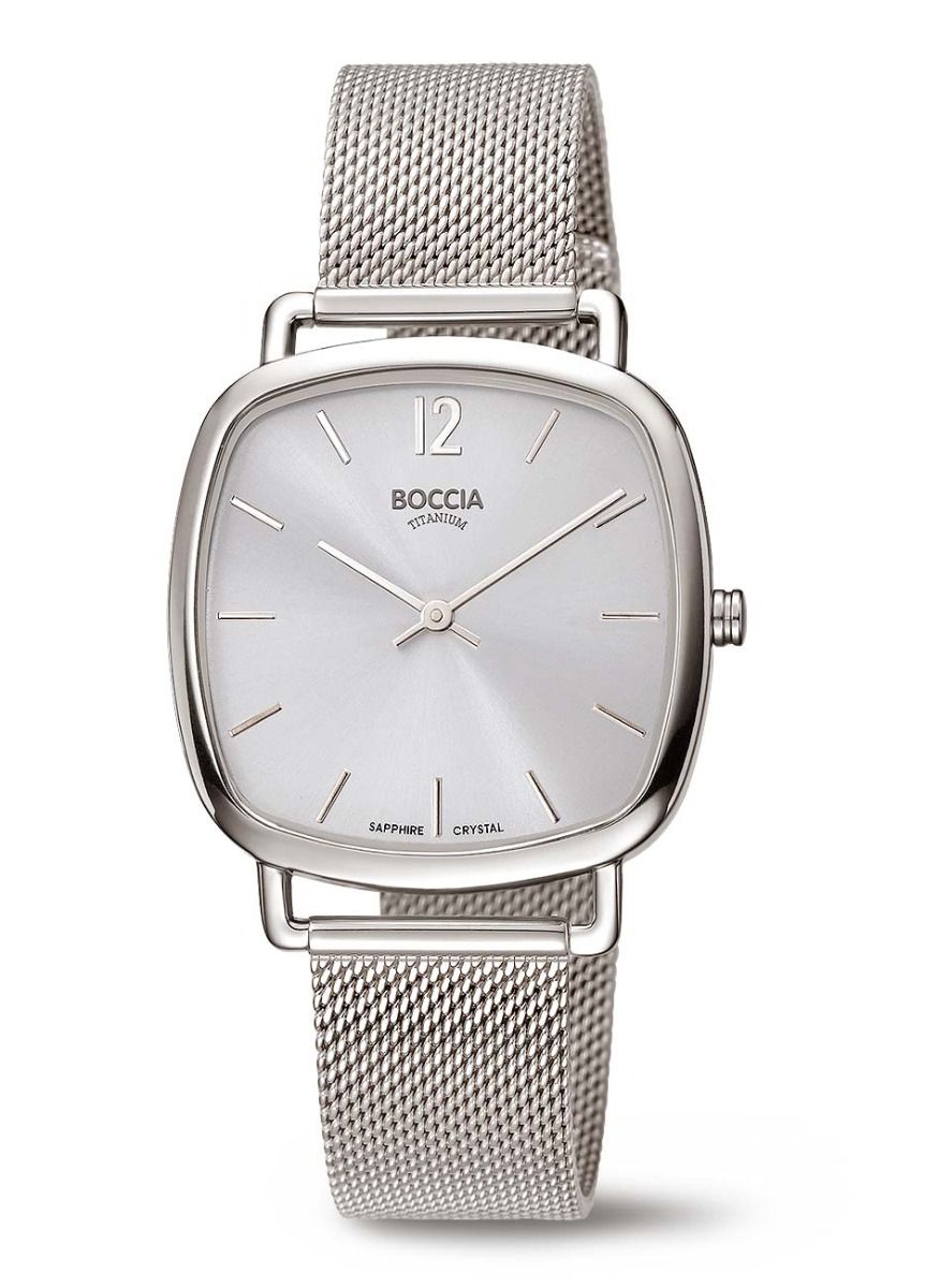 Boccia Titanium 3334-06 Orologio Donna Argento • Vetro Zaffiro • Cassa Ultra-Piatta in Titanio