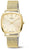 Orologio da donna con cassa color oro e cinturino a maglia, quadrante color crema.