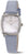 Damenarmbanduhr mit hellblauem Lederarmband, silbernem Zifferblatt und rechteckigem Gehäuse
