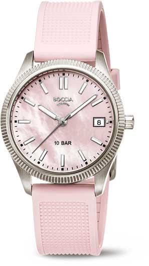 Orologio da donna con cinturino in silicone rosa, lunetta argentata e quadrante rosa
