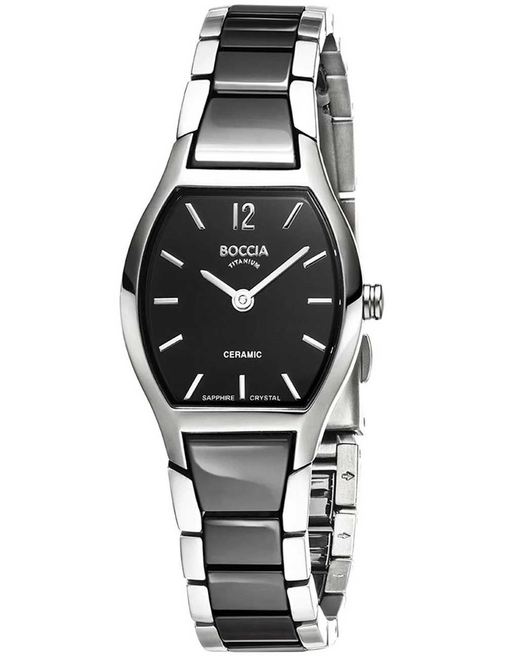 Boccia Titanium 3361-02 Damen Armbanduhr Schwarz • Titan-Keramik-Armband • Saphirglas