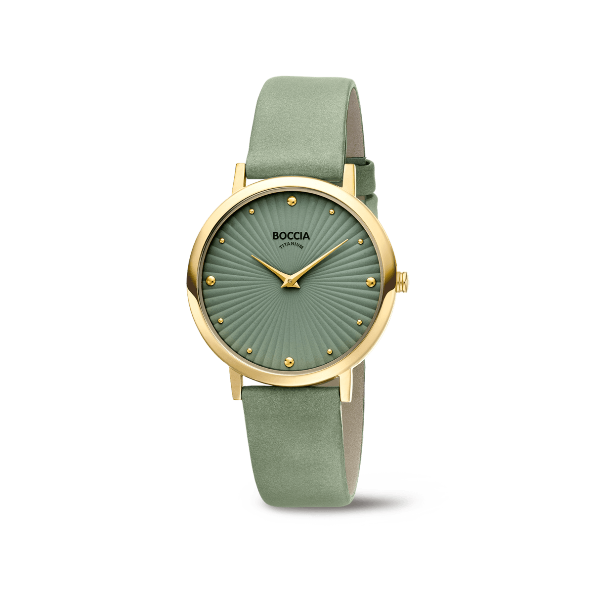 Boccia Trend 3365-04 Damen Armbanduhr • Reintitan goldplattiert • Lederband